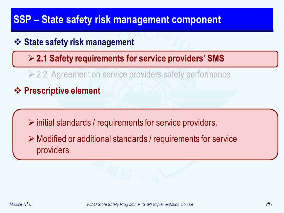 SSP – State safety risk management component