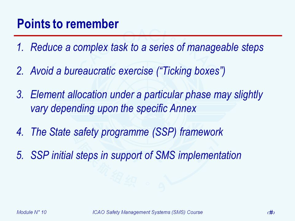 Points to remember Reduce a complex task to a series of manageable steps. Avoid a bureaucratic exercise ( Ticking boxes )