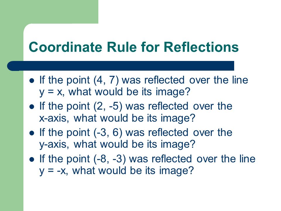 Coordinate Rule for Reflections