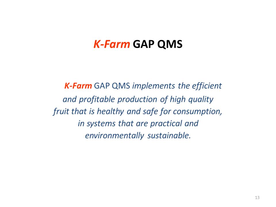 K-Farm GAP QMS implements the efficient