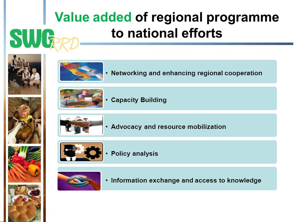 Value added of regional programme to national efforts