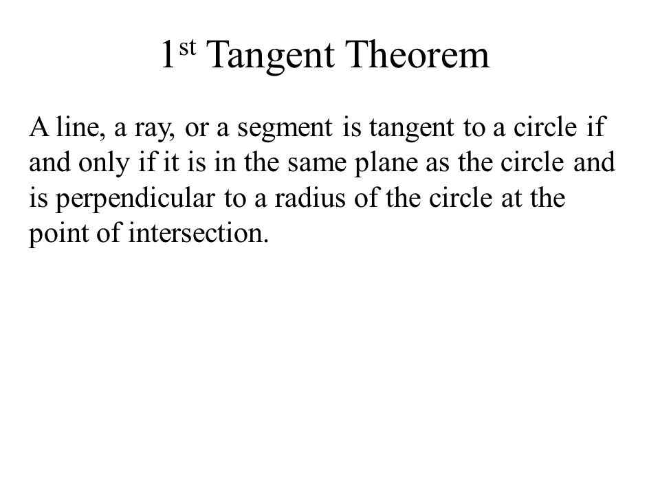 1st Tangent Theorem