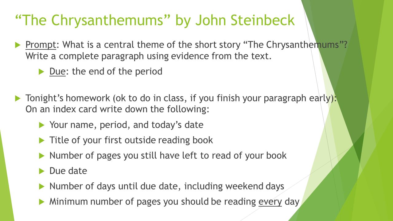 Реферат: Steinbeck Paper Essay Research Paper The Chrysanthemums