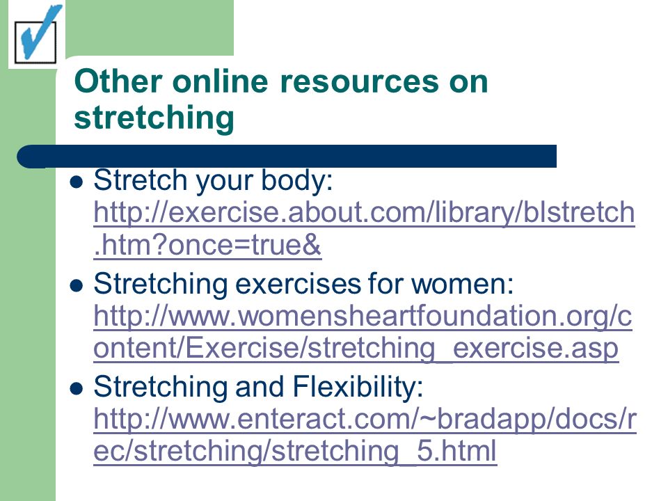 Other online resources on stretching