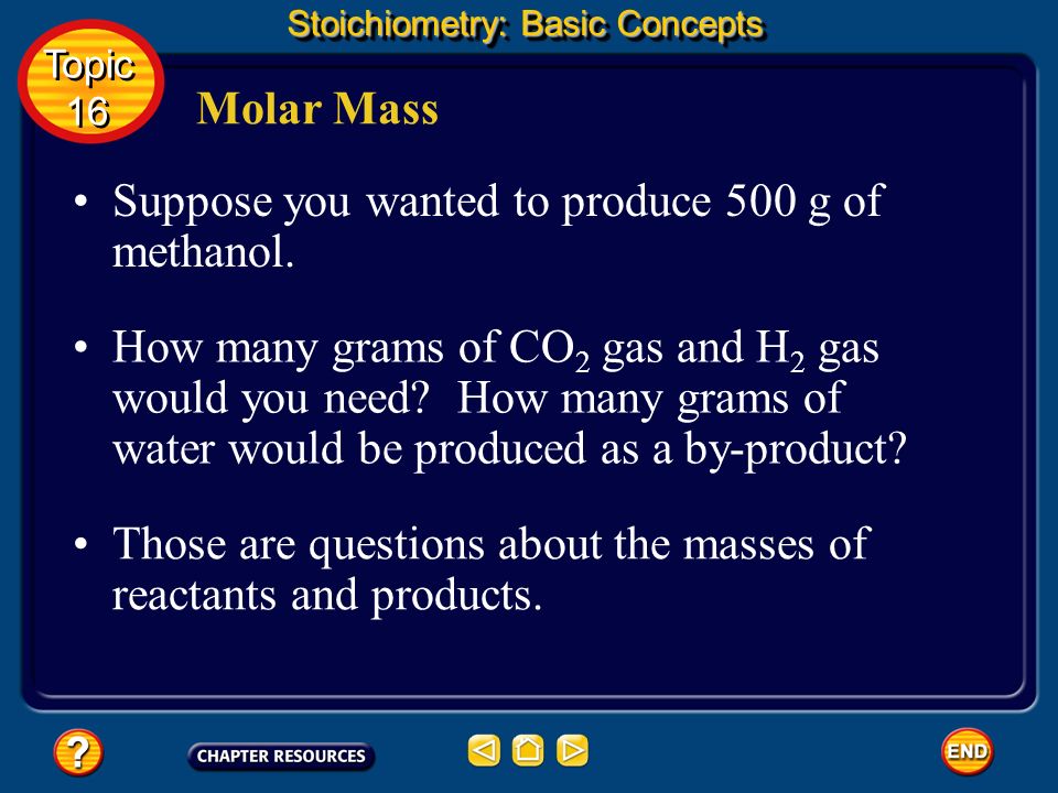 Suppose you wanted to produce 500 g of methanol.