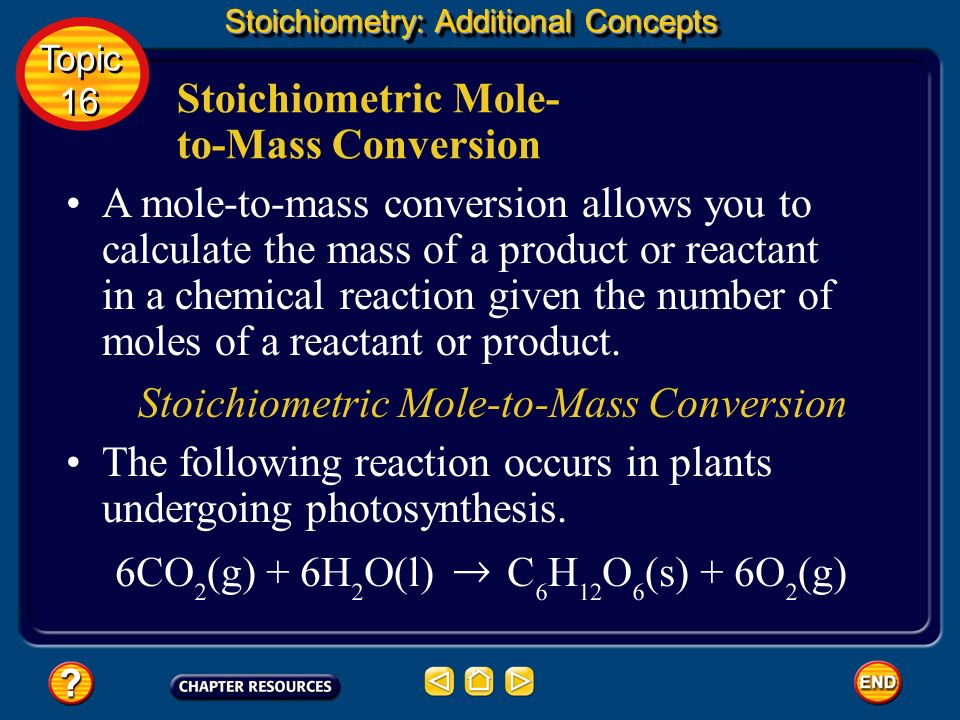 Stoichiometric Mole-to-Mass Conversion