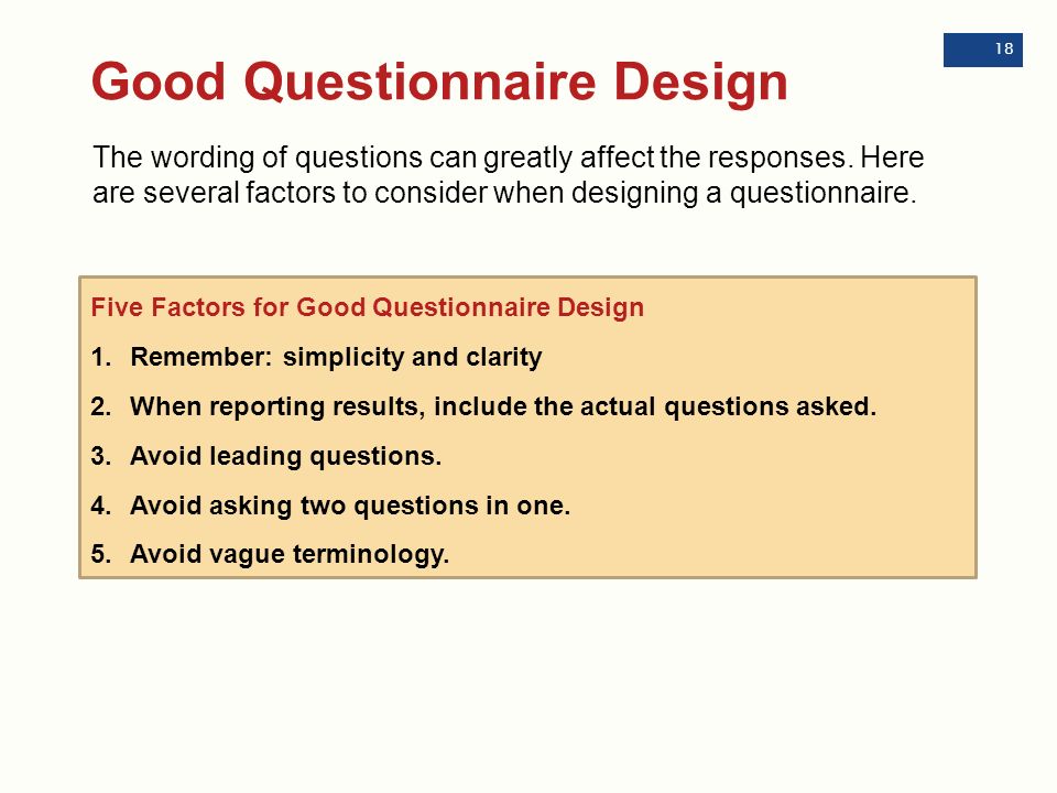Good Questionnaire Design