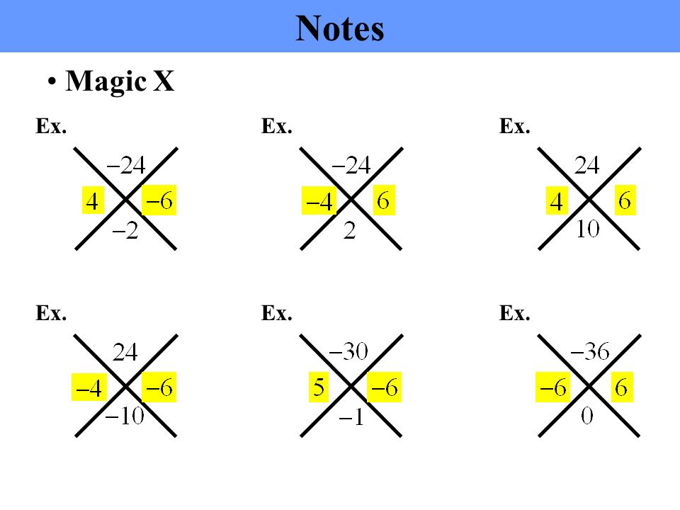 Notes Magic X Ex. Ex. Ex. Ex. Ex. Ex.
