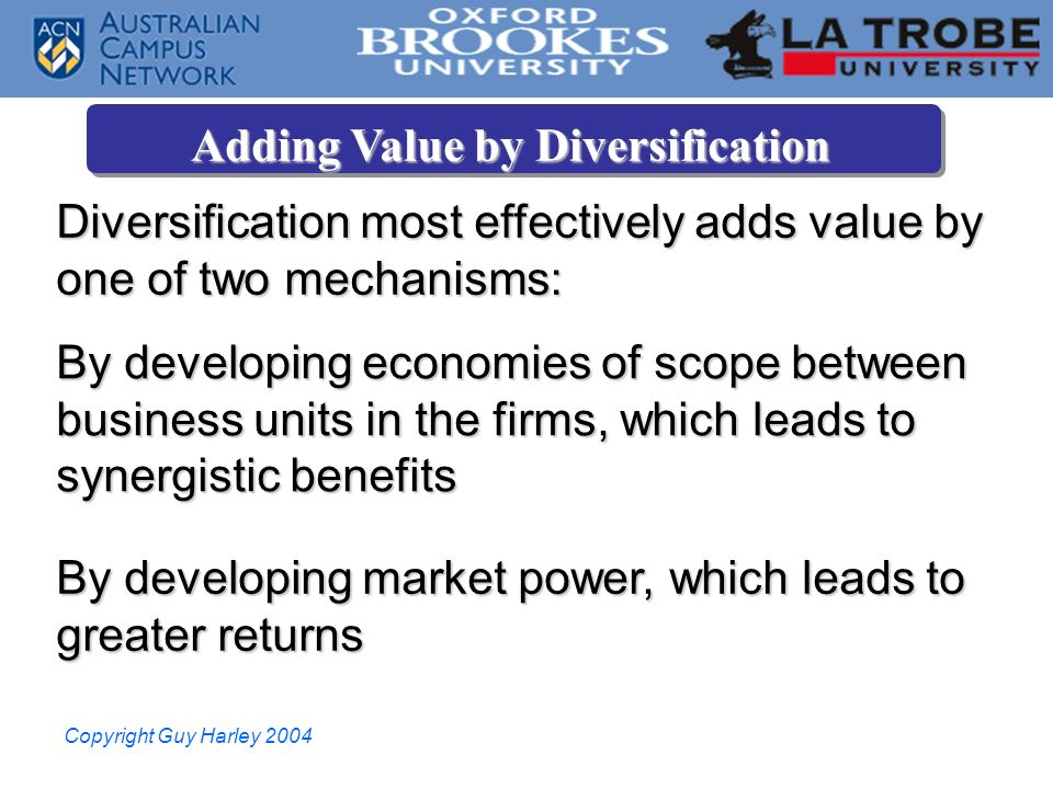 Adding Value by Diversification