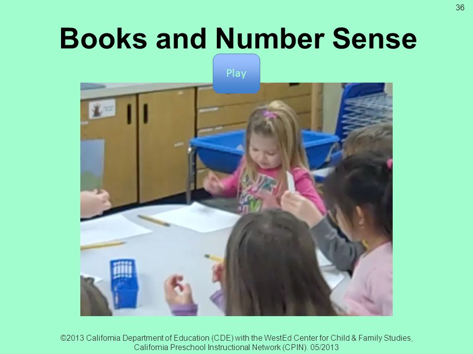 Books and Number Sense Play Books and Number Sense