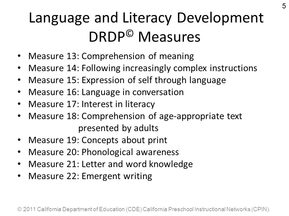 Language and Literacy Development DRDP© Measures