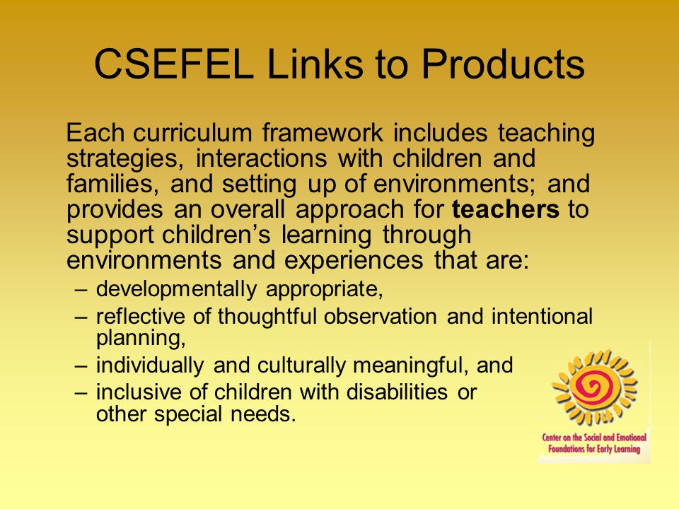 CSEFEL Links to Products