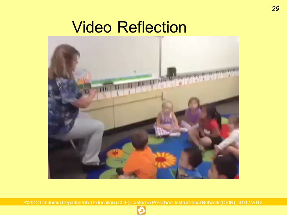 Video Reflection What Preschool to the Rescue video clip and discuss how the teacher must have planned for that activity.