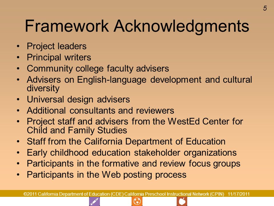 Framework Acknowledgments