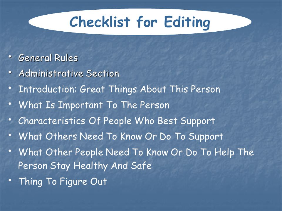 Checklist for Editing General Rules Administrative Section