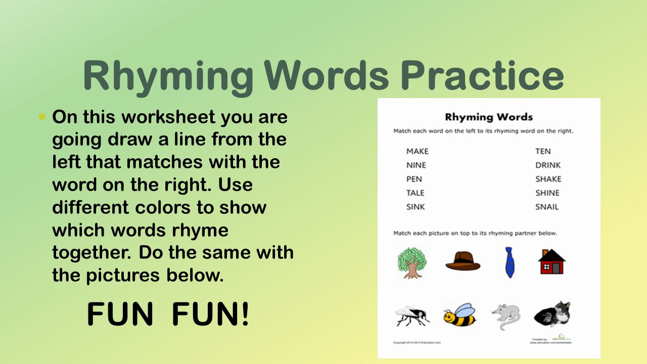 Rhyming Words Practice.