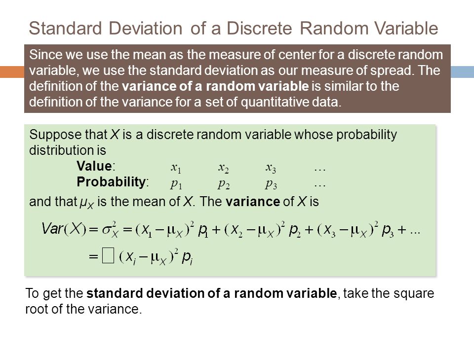 Standard Deviation of a Discrete Random Variable