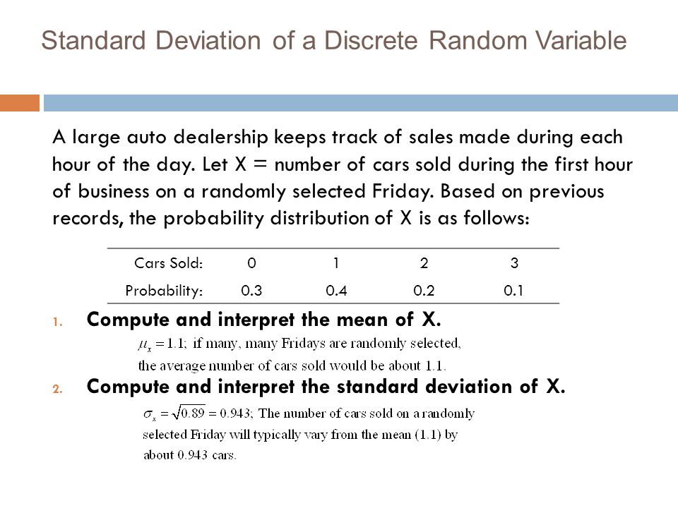Standard Deviation of a Discrete Random Variable