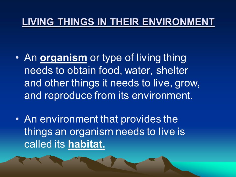 LIVING THINGS IN THEIR ENVIRONMENT