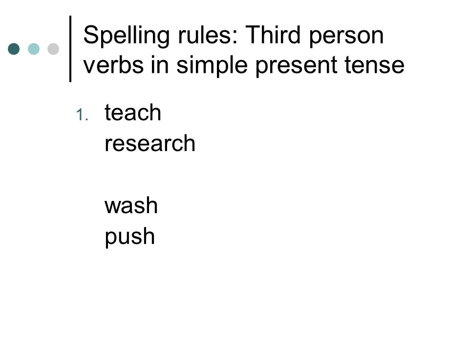 Spelling rules: Third person verbs in simple present tense