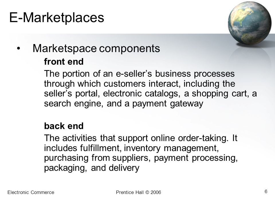 E-Marketplaces Marketspace components