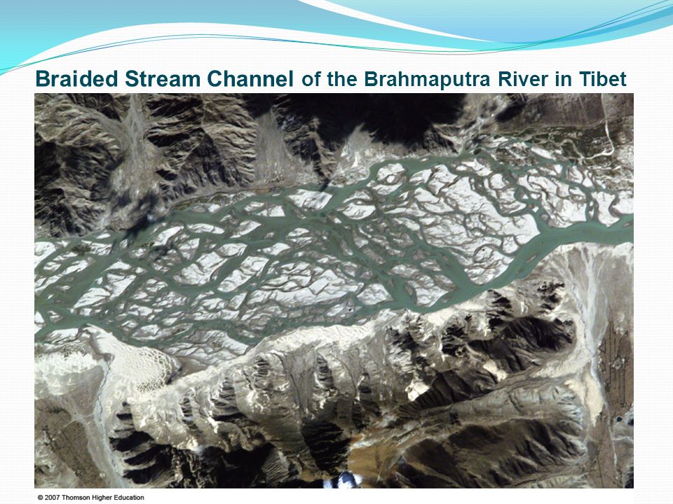 Braided Stream Channel of the Brahmaputra River in Tibet