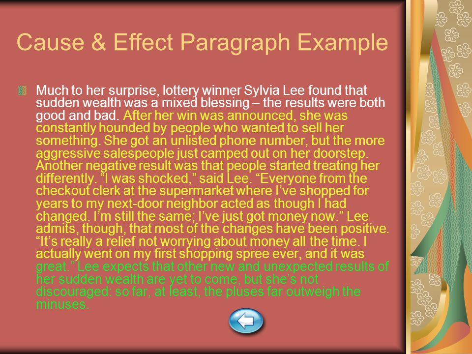 cause and effect paragraph examples