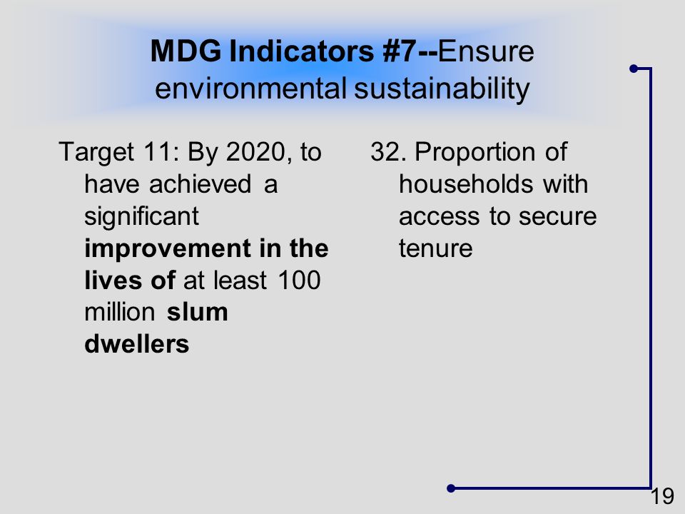 MDG Indicators #7--Ensure environmental sustainability