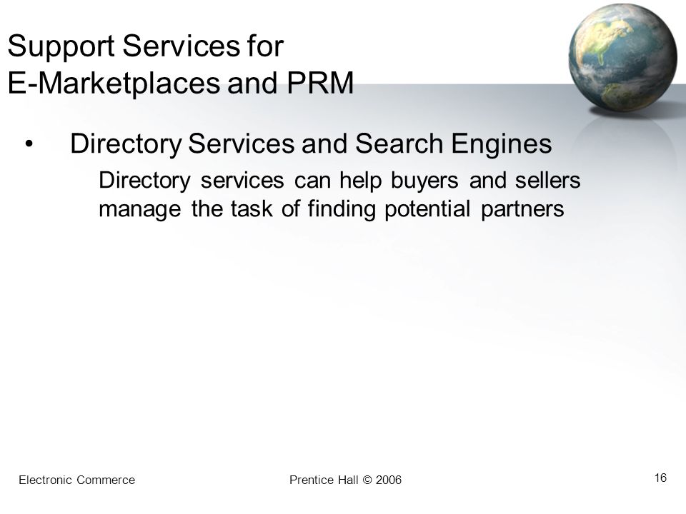 Support Services for E-Marketplaces and PRM