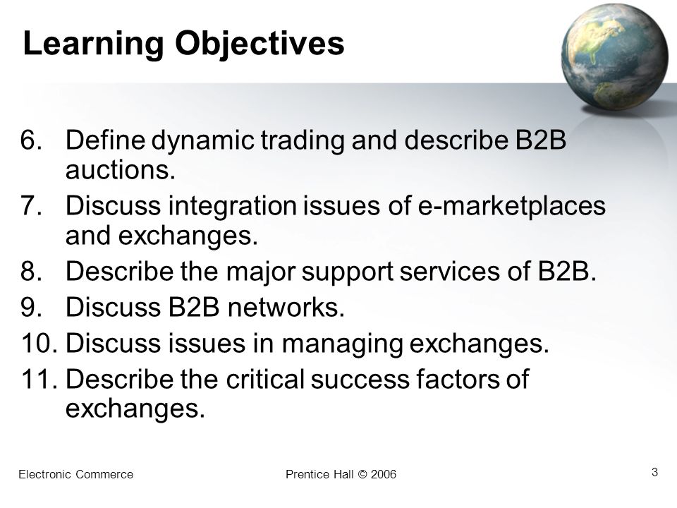 Learning Objectives Define dynamic trading and describe B2B auctions.