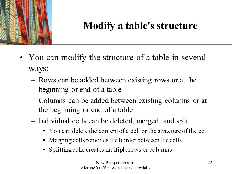 Modify a table s structure