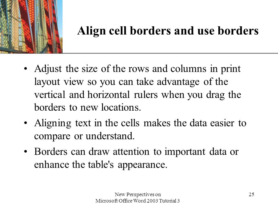 Align cell borders and use borders