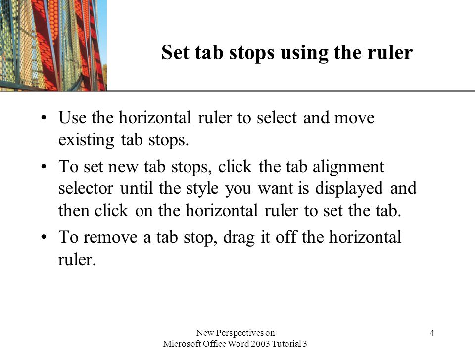Set tab stops using the ruler