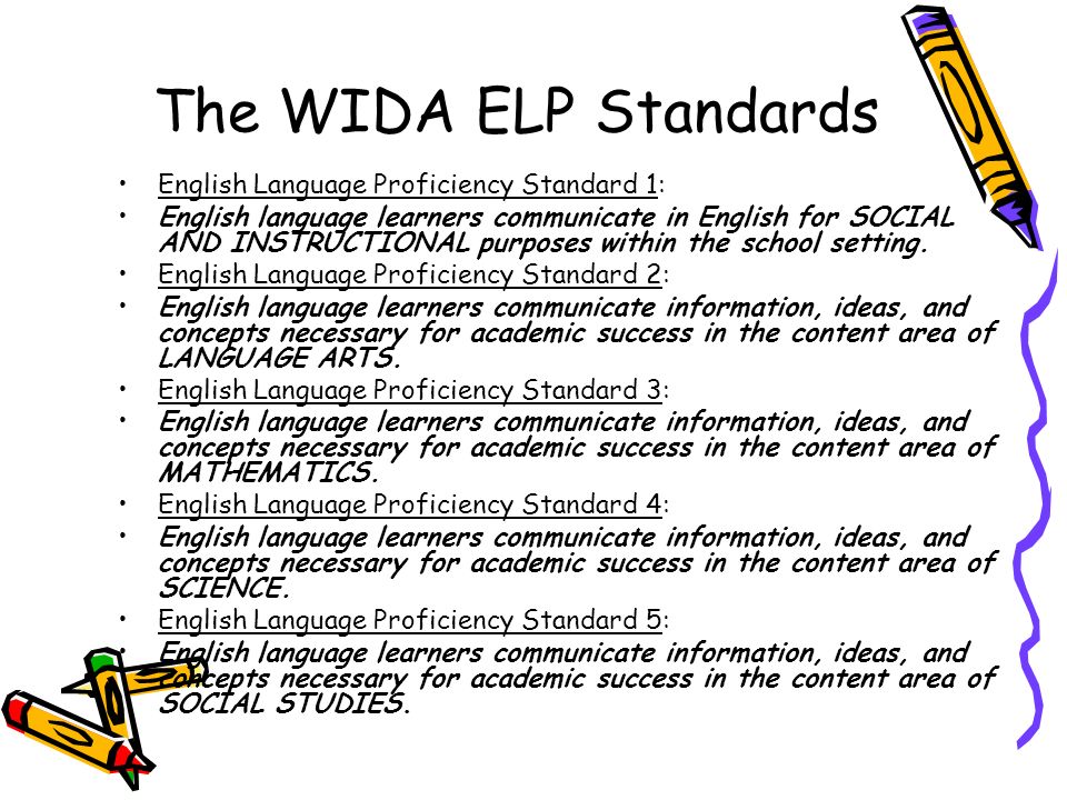 The WIDA ELP Standards English Language Proficiency Standard 1: