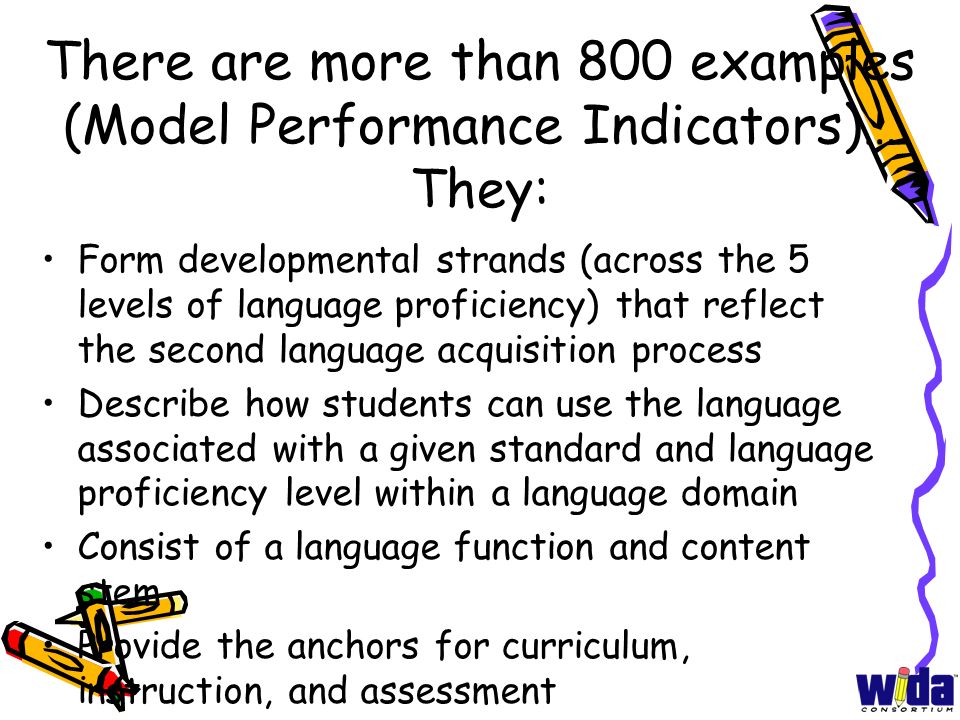 There are more than 800 examples (Model Performance Indicators)… They: