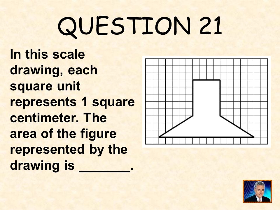 QUESTION 21 In this scale drawing, each square unit
