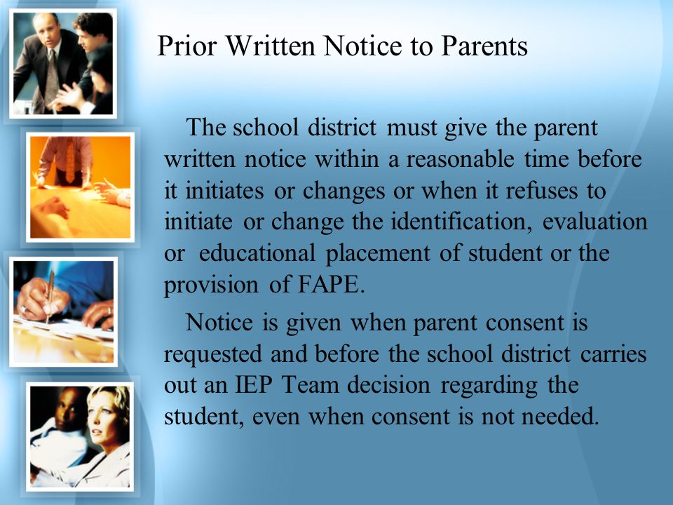 Prior Written Notice to Parents