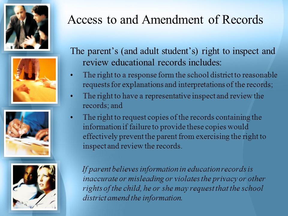Access to and Amendment of Records
