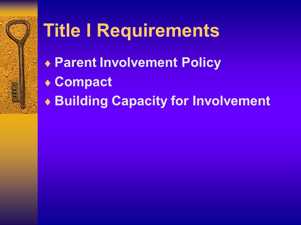 Title I Requirements Parent Involvement Policy Compact