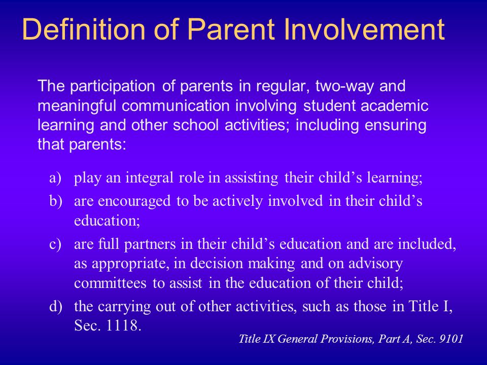 Definition of Parent Involvement