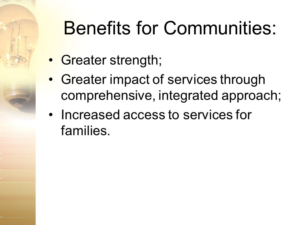 Benefits for Communities: