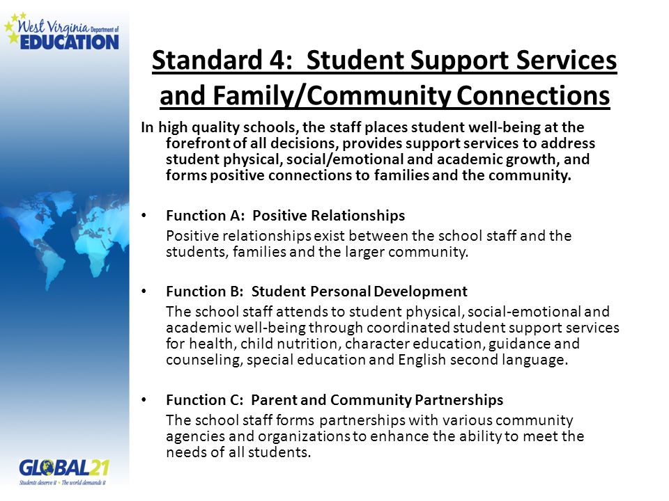Standard 4: Student Support Services and Family/Community Connections