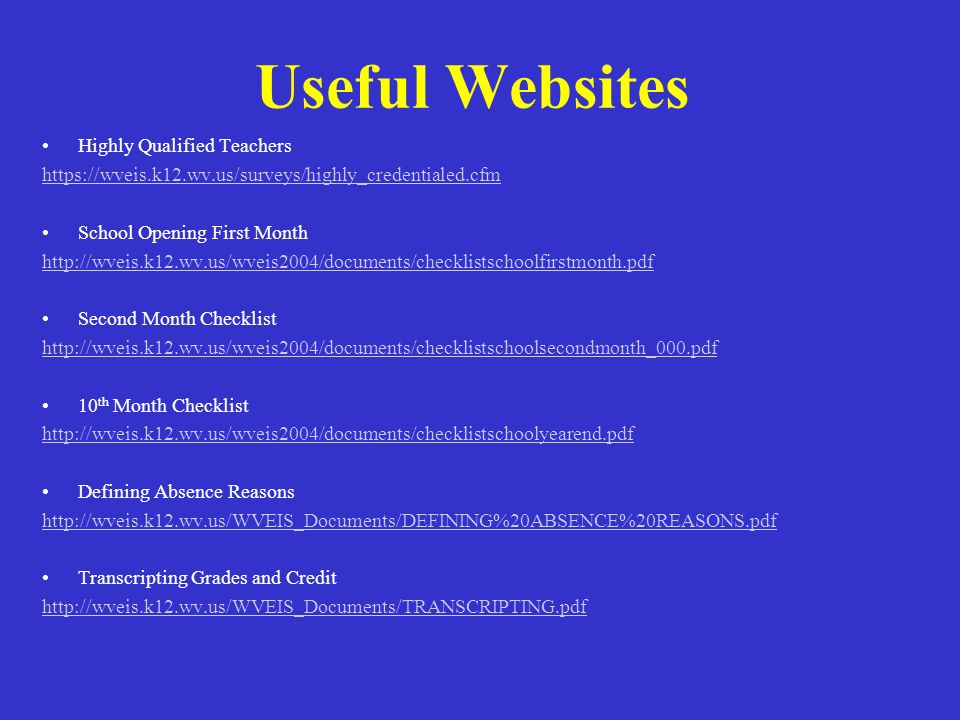 Useful Websites Highly Qualified Teachers