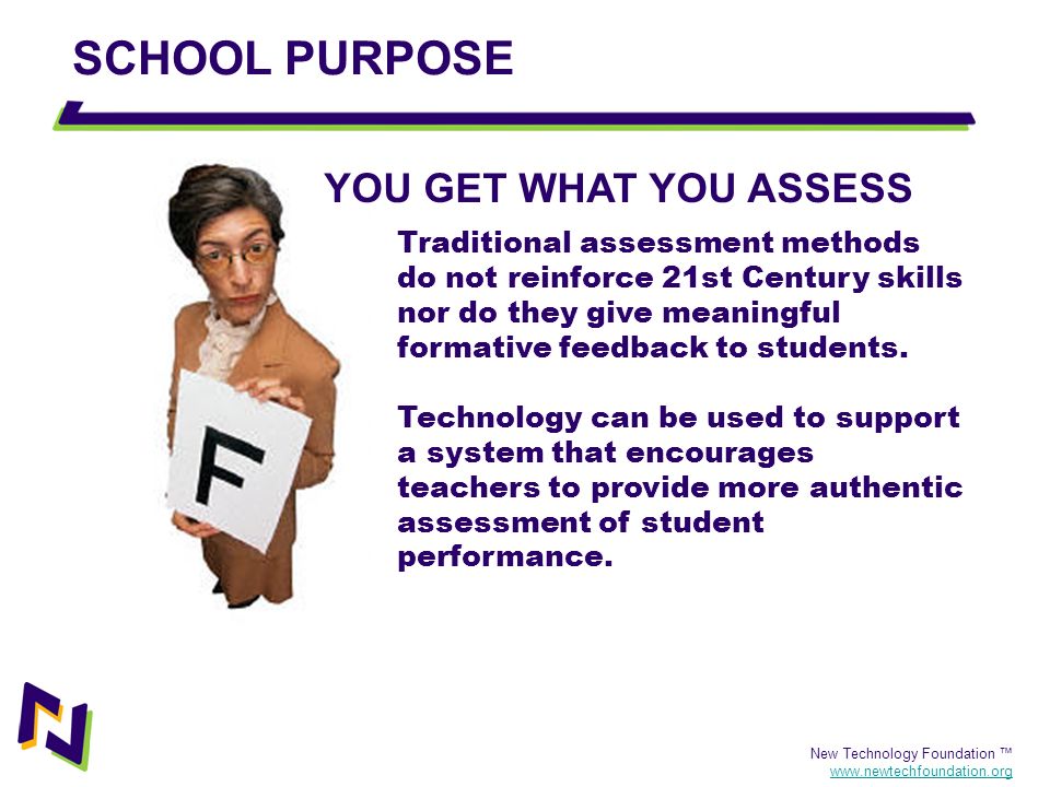 SCHOOL PURPOSE YOU GET WHAT YOU ASSESS