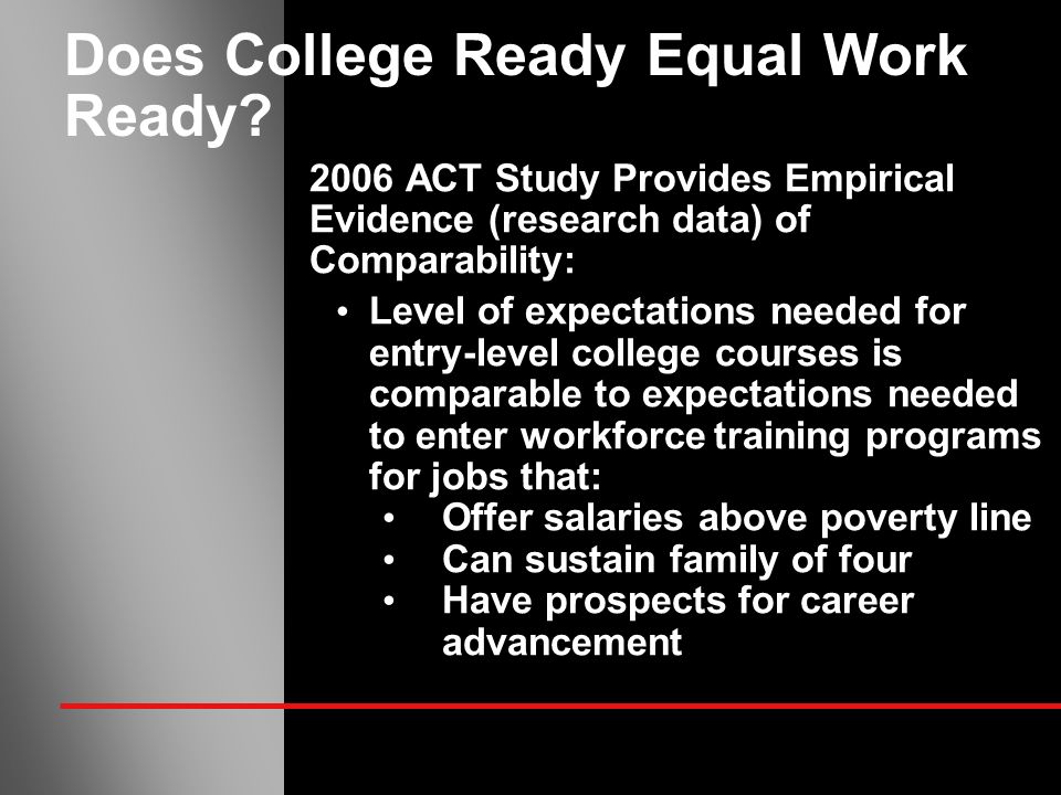Does College Ready Equal Work Ready