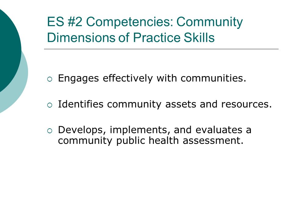 ES #2 Competencies: Community Dimensions of Practice Skills