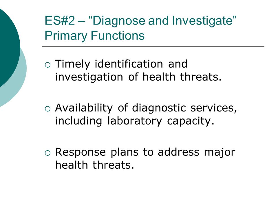 ES#2 – Diagnose and Investigate Primary Functions