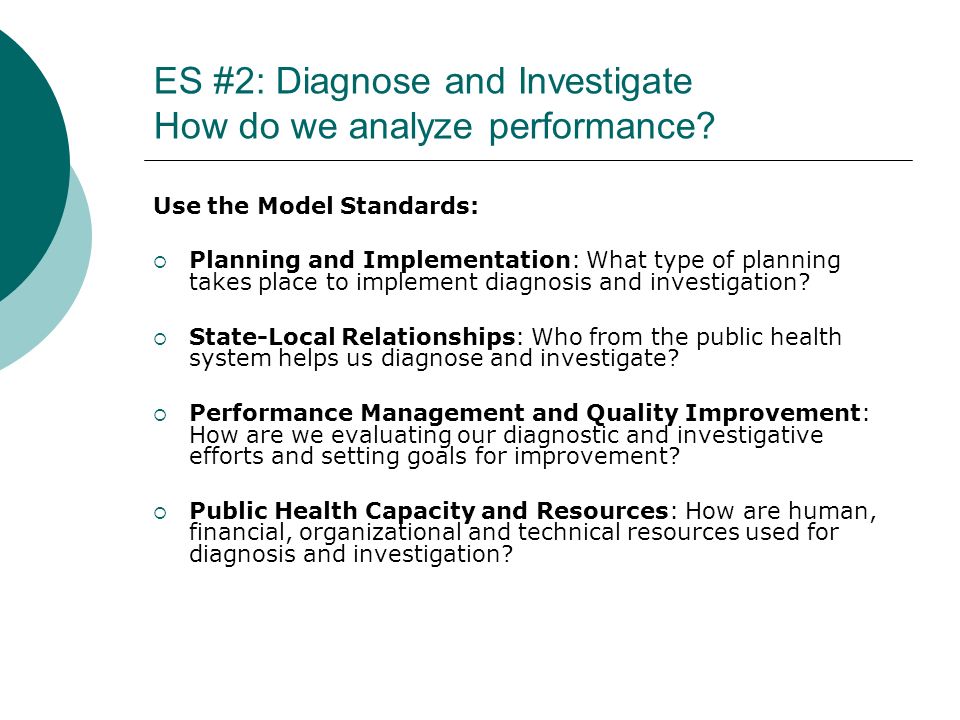 ES #2: Diagnose and Investigate How do we analyze performance