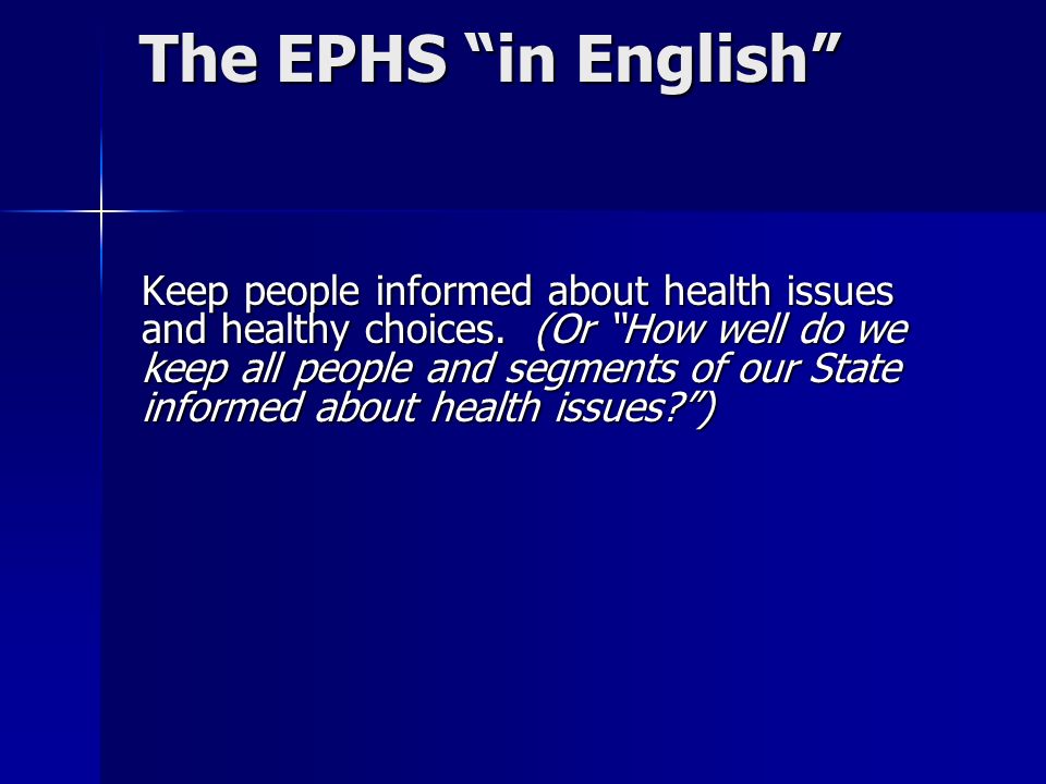 The EPHS in English