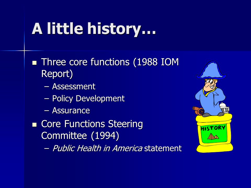 A little history… Three core functions (1988 IOM Report)